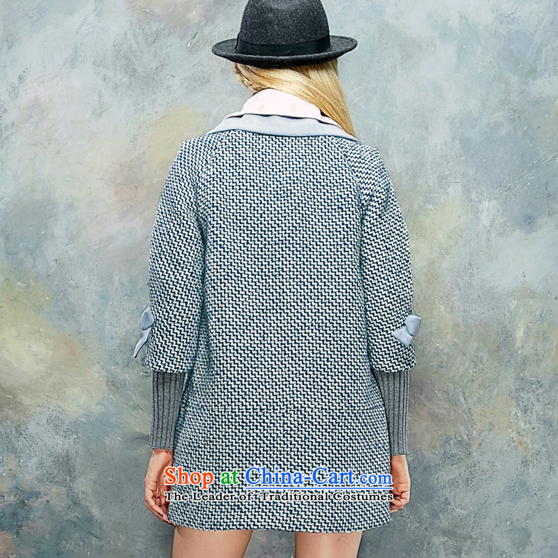 The pockets of witch Yanyan? Even New 2015 winter clothing relaxd casual sweet lace knocked colors? female 1542994 coats gray cobalt blue M witch pocket shopping on the Internet has been pressed.