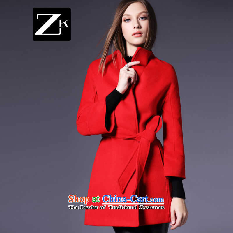 Zk Western women2015 Fall_Winter Collections of new Western business suits the rotator cuff gross jacket tether?   in a wool coat long redS