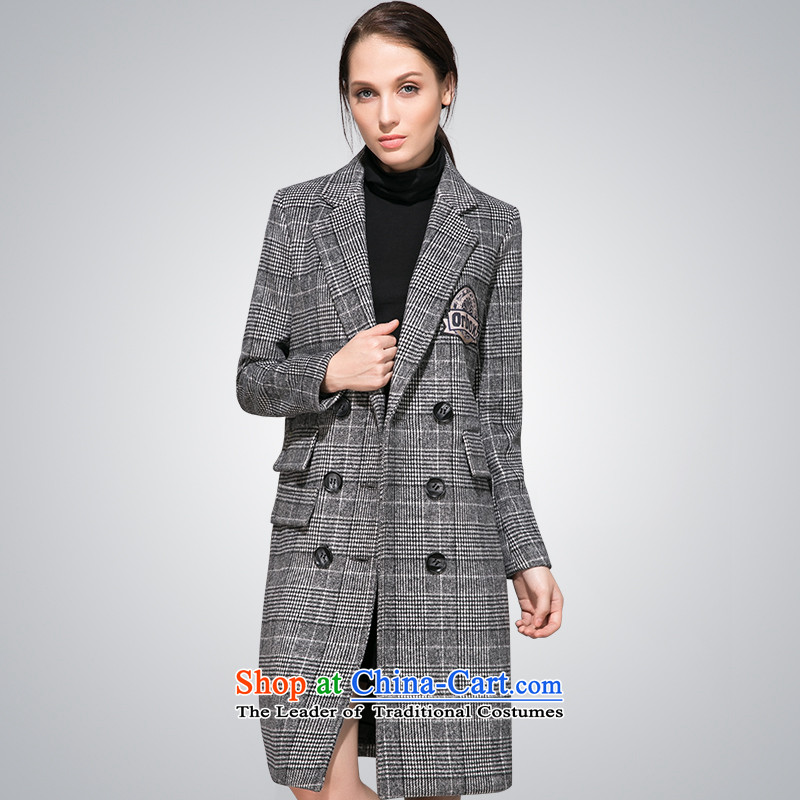 8P 2015 winter new double-gross version Korean jacket? Long Sau San Plaid a wool coat girl English thoroughbred, L, 8P , , , shopping on the Internet