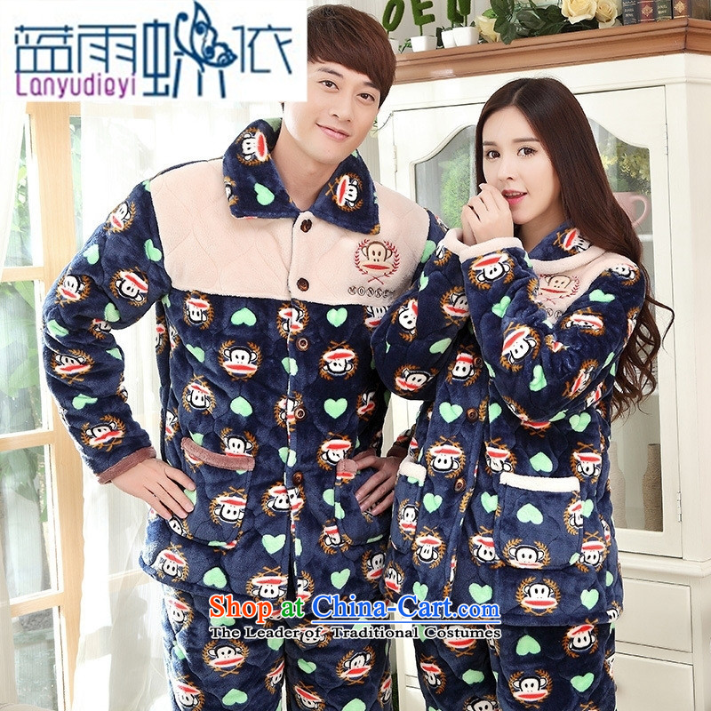 September Girl Store * couples coral winter cotton warm xl thick layer 3 cotton long-sleeved monkeys Ms. folder kit 91 33 women XXL, pajamas blue rain butterfly according to , , , shopping on the Internet