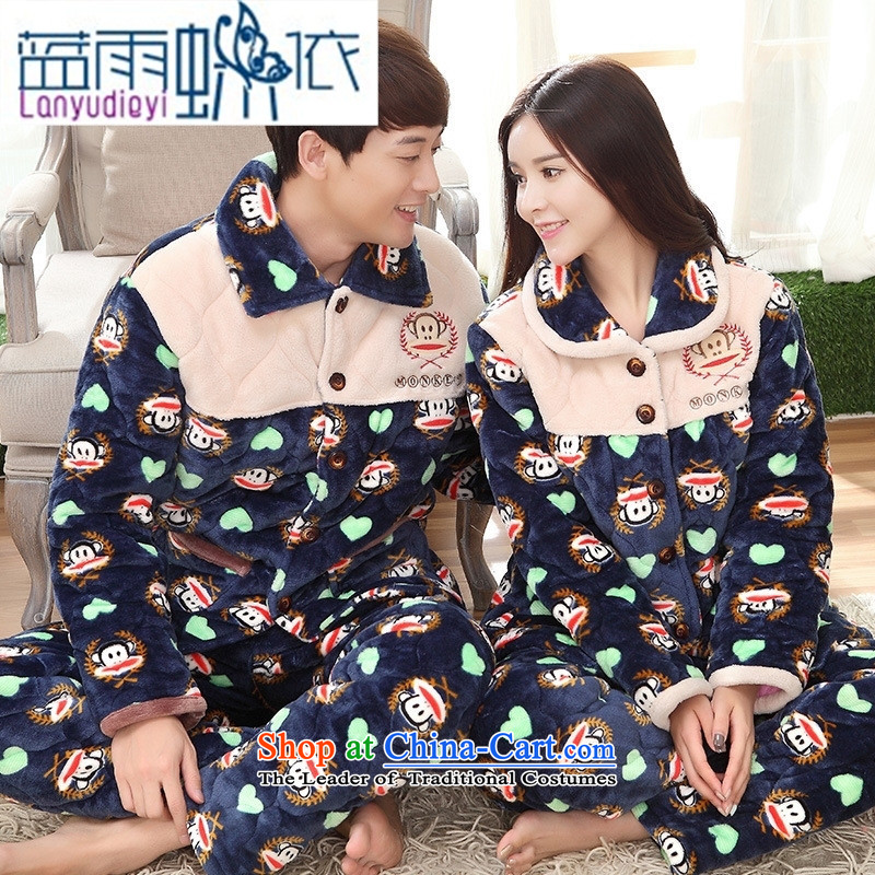 September Girl Store * couples coral winter cotton warm xl thick layer 3 cotton long-sleeved monkeys Ms. folder kit 91 33 women XXL, pajamas blue rain butterfly according to , , , shopping on the Internet