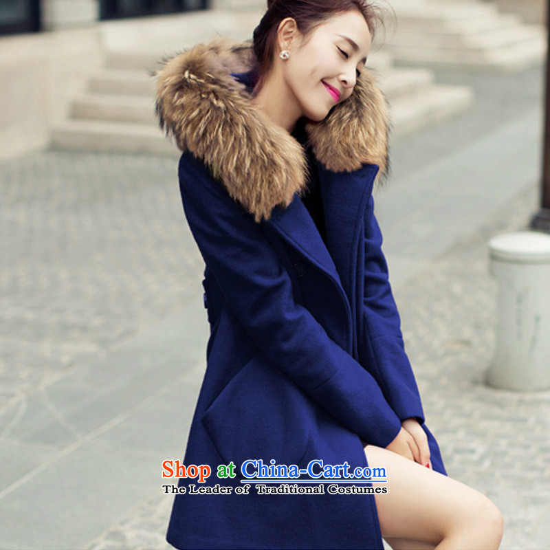 In the autumn of Yue new gross? double-jacket Korean version long overcoat POO IN RED M Yue and shopping on the Internet has been pressed.