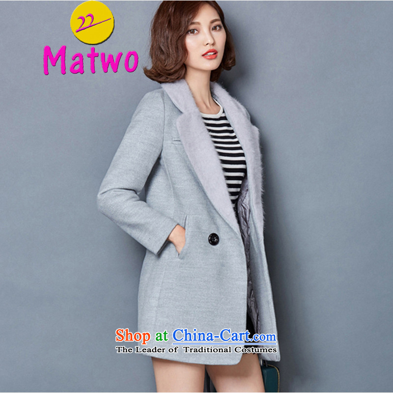 2015 WINTER thick folder matwo cotton wool coat in the medium to long term, Ms.?_ Korean Sable Hair for female child winds Yi Gray Connie?2XL