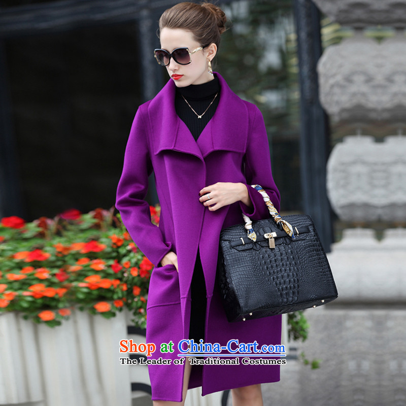 Lin Carlyle 2015 winter new Korean Pure Wool double-sided coats of Sau San Tong manually long wool coat LM6772 violet XL(120-130?), Lin Carlyle catty (linkalai) , , , shopping on the Internet