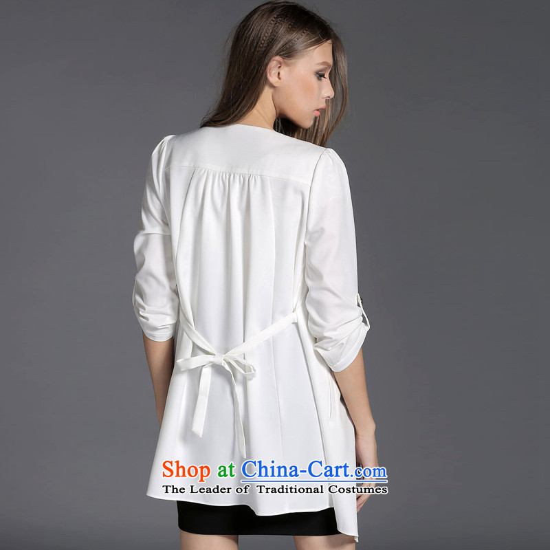 Overgrown Tomb economy honey silk extra female autumn and winter new products to increase the modern Western Pure Color 7 to the Cuff Wind Jacket 9182 large white 5XL CODE 200 around 922.747, Overgrown Tomb Economy (MENTIMISI honey) , , , shopping on the