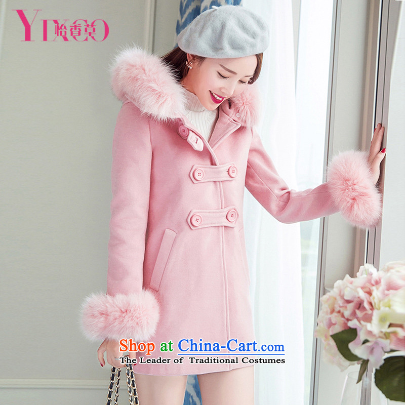 Selina Chow herbs 2015 winter clothing new sweet College wind jacket in gross? Long Korean large Sau San female thick fox gross collar cap Pink Pink coat M, Selina Chow? herbs shopping on the Internet has been pressed.