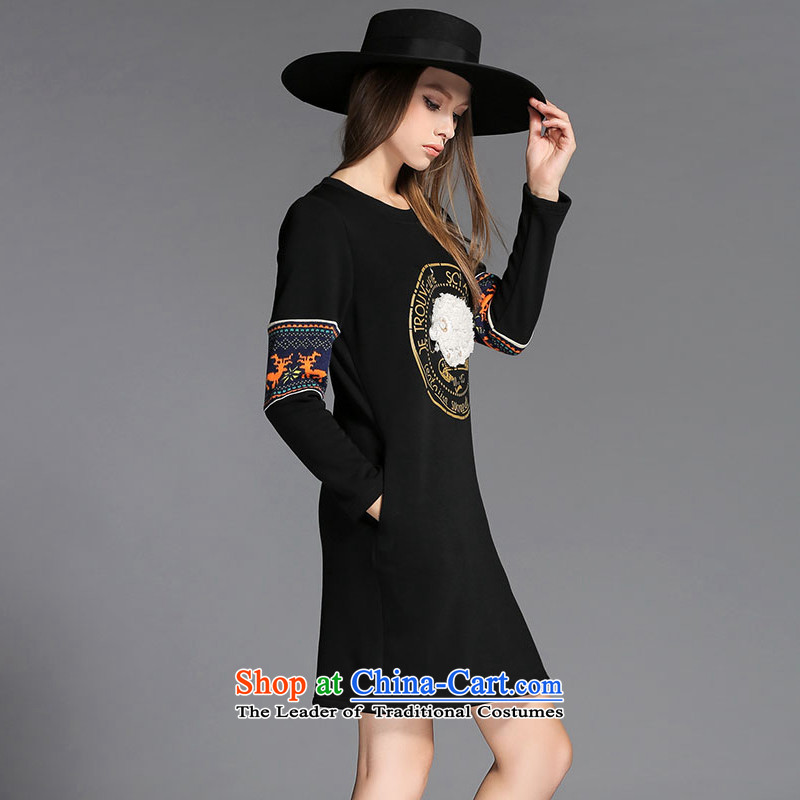 A large number of honey yucca female thick mm video thin winter clothing stamp sheep collage loose reinforcement of the Sau San lint-free dresses ZZ2152 black 3XL(150 catty - 164 catties) through yucca honey , , , shopping on the Internet