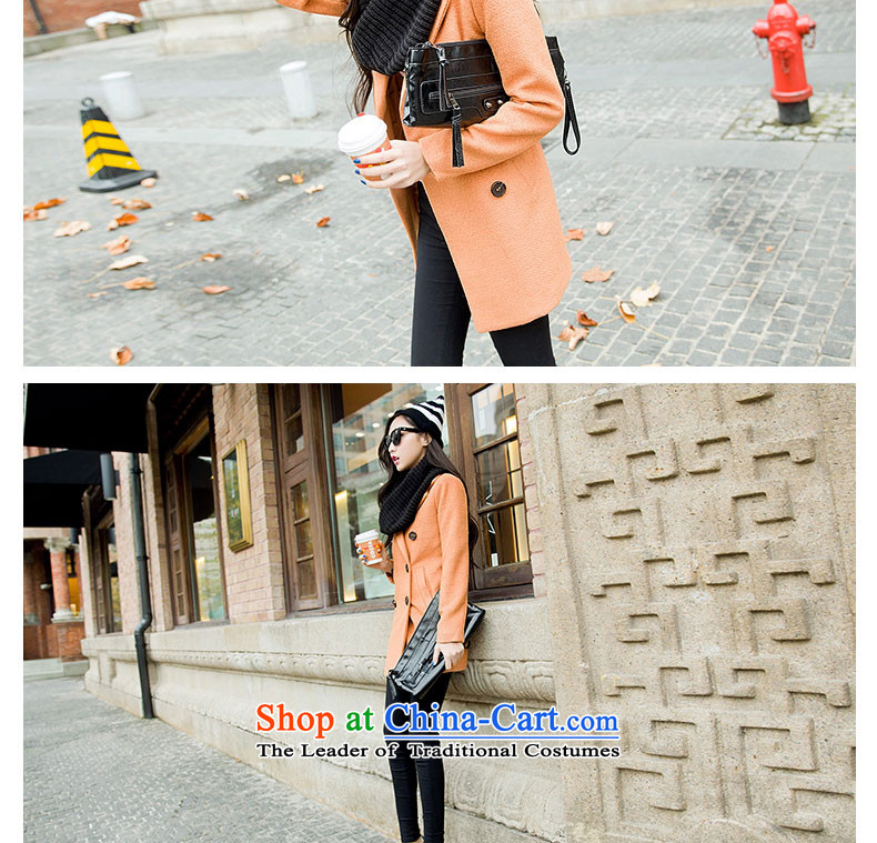 Proudly snow 2015 autumn and winter new wool Korean long hair in Sau San? coats jacket female 6859B ORANGE L picture, prices, brand platters! The elections are supplied in the national character of distribution, so action, buy now enjoy more preferential! As soon as possible.
