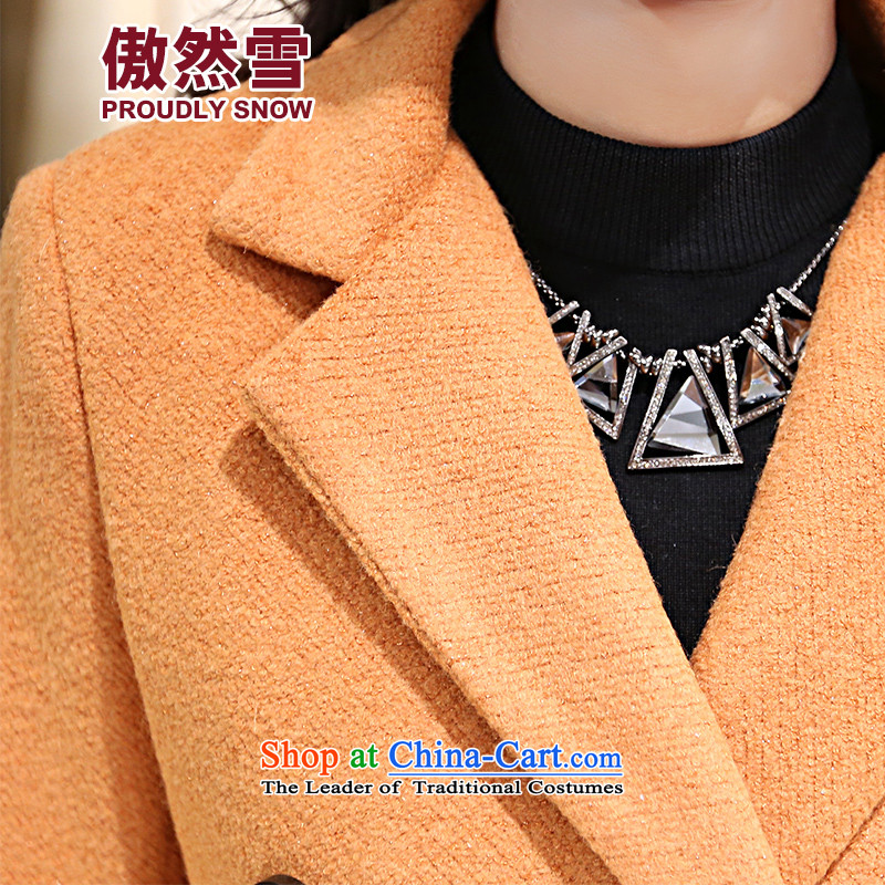 Proudly snow 2015 autumn and winter new wool Korean long hair in Sau San? coats jacket female 6859B orange , L, proudly proudlysnow Xue () , , , shopping on the Internet