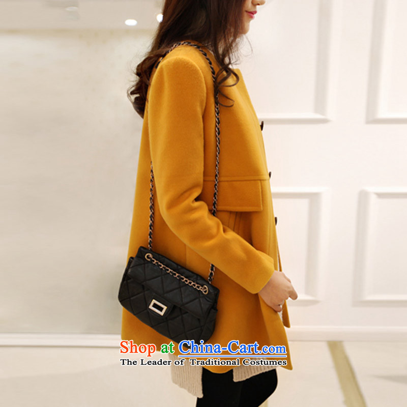 2015 Autumn and winter Zz&ff new Korean version of a field in the large relaxd long coats gross? female a wool coat  9 668 turmeric yellow XXXL,ZZ&FF,,, shopping on the Internet