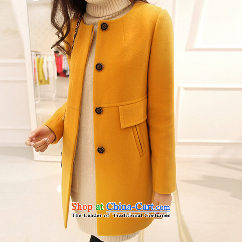 2015 Autumn and winter Zz&ff new Korean version of a field in the large relaxd long coats gross? female a wool coat  9 668 turmeric yellow XXXL,ZZ&FF,,, shopping on the Internet