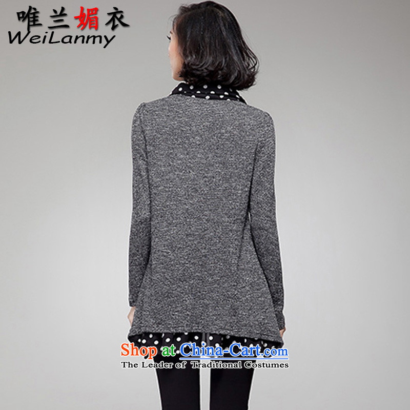 Cd-lan of Yi 2015 autumn and winter new large decorated in video thin female lapel leave two long-sleeved sweater knit wear shirts 6181 Carbon CD Ho Mei Yi 4XL, (weilanmy) , , , shopping on the Internet