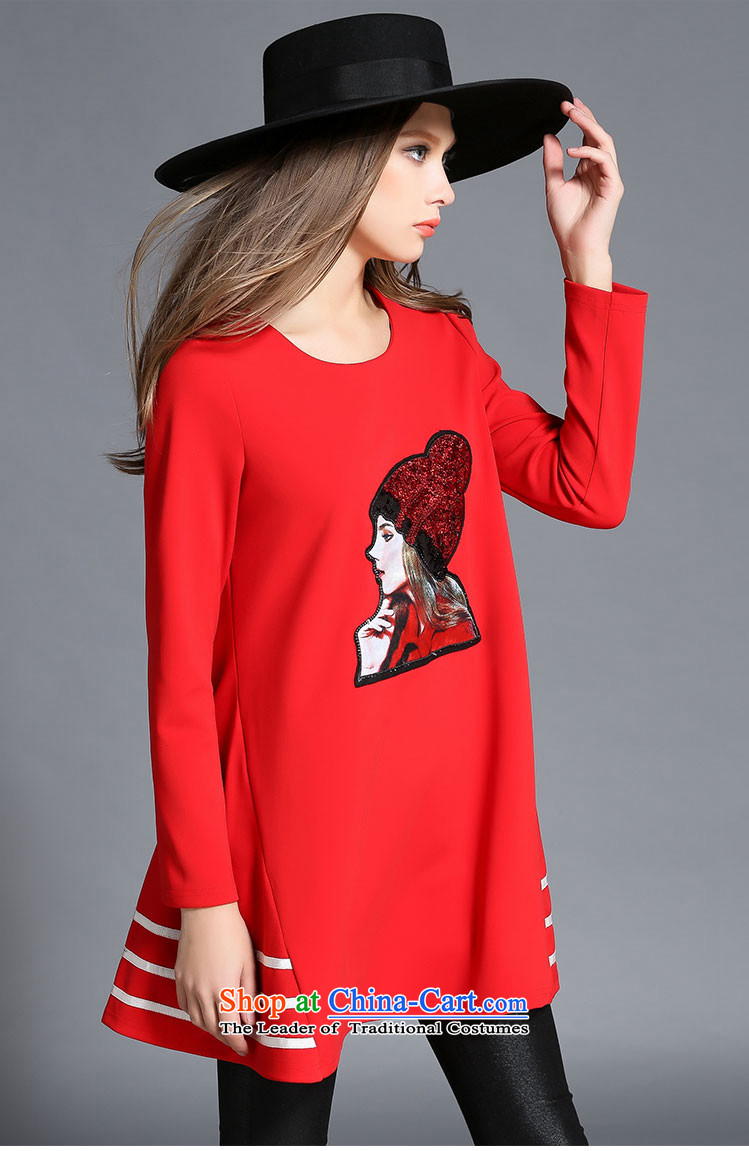 A large number of honey yucca female thick mm thin winter clothing on graphics chip designs in the Sau San stamp long red t-shirt T-Shirt 