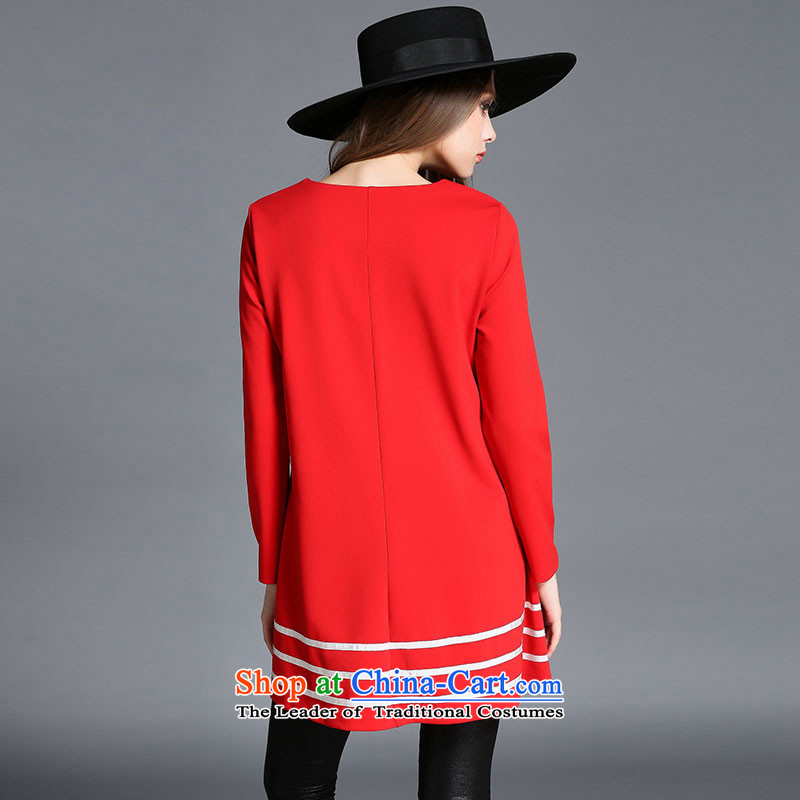 A large number of honey yucca female thick mm thin winter clothing on graphics chip designs in the Sau San stamp long red t-shirt T-Shirt   3XL(150 catty - 164 catties) through yucca honey , , , shopping on the Internet