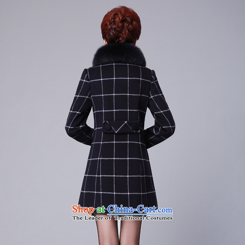 Yet the new winter 2015 湲 Fox Gross non-Cashmere wool for grid a jacket female coats that long Korean XXL, 湲 yet.... blue shopping on the Internet