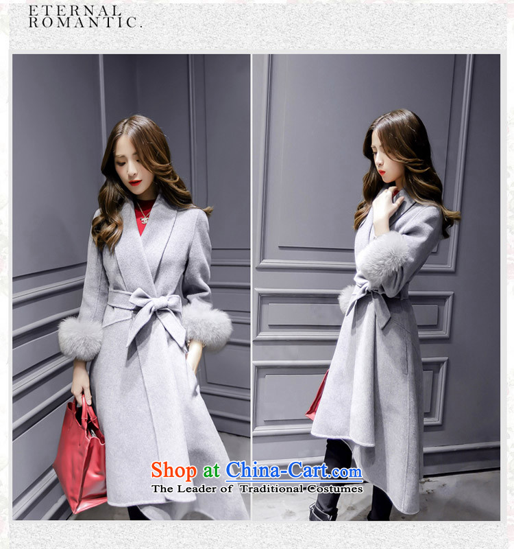 The temperament v-neck autumn and winter coats that? long hair? gray jacket Sau San M picture, prices, brand platters! The elections are supplied in the national character of distribution, so action, buy now enjoy more preferential! As soon as possible.