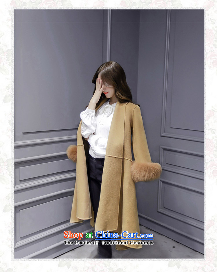 The temperament v-neck autumn and winter coats that? long hair? jacket pink 