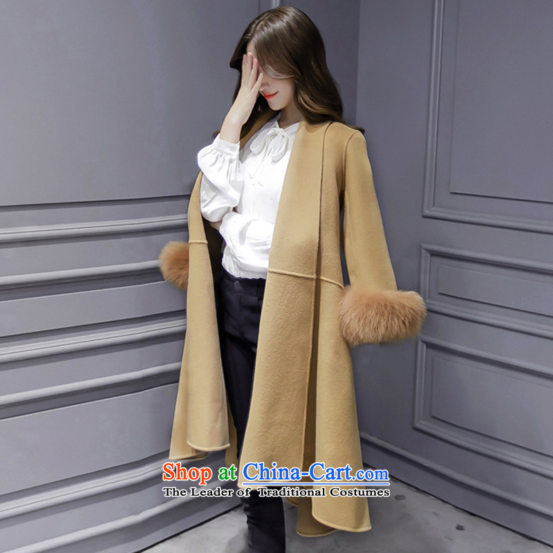 The temperament v-neck autumn and winter coats that? long hair? pink jacket Sau San l,cherrygogo,,, shopping on the Internet