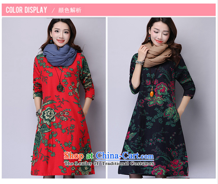 The beginning of the rain. Arpina ji  2015 winter new Korean version of large numbers of female add lint-free cotton linen stamp long-sleeved thick dresses 928 dark blue XXL recommendations about the picture appears at paragraphs 145-155, prices, brand platters! The elections are supplied in the national character of distribution, so action, buy now enjoy more preferential! As soon as possible.