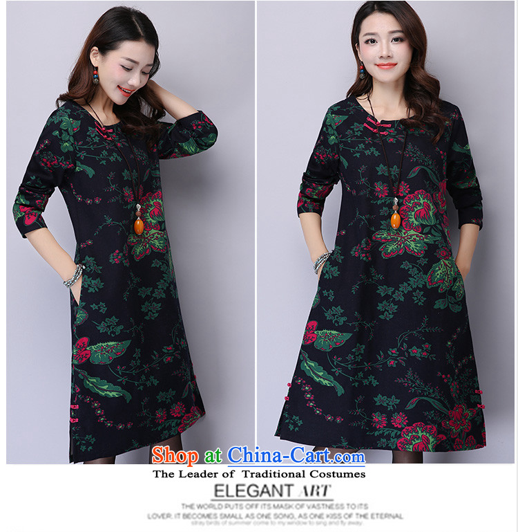 The beginning of the rain. Arpina ji  2015 winter new Korean version of large numbers of female add lint-free cotton linen stamp long-sleeved thick dresses 928 dark blue XXL recommendations about the picture appears at paragraphs 145-155, prices, brand platters! The elections are supplied in the national character of distribution, so action, buy now enjoy more preferential! As soon as possible.