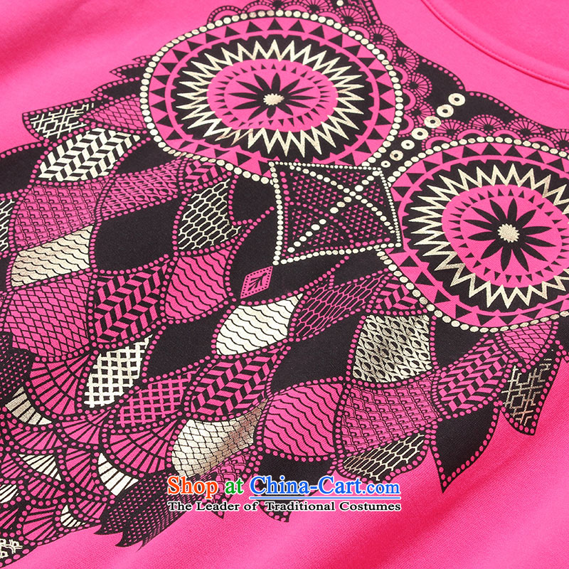 The former Yugoslavia Li Sau 2015 winter clothing new larger female round-neck collar owl watermark elastic waist leisure long-sleeved dresses in the former Yugoslavia, 1031 Red Li Sau-.... 2XL, shopping on the Internet