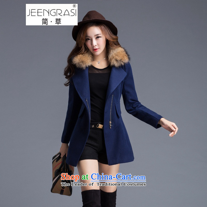 Pull the fuser coats female Korean female woolen coat 2015 Fall/Winter Collections in the large long loose coat video thin is Ms. green grass and sub- L, Jane grass (JEENGRASI) , , , shopping on the Internet