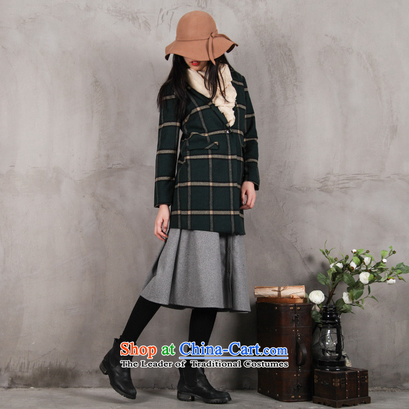 Momotake 249/ West 2015 winter new products to a compartment straight long a wool coat gross? female T4453 jacket for the Green Grid M MOMOTAKE WEST (BIOLIVING) , , , shopping on the Internet