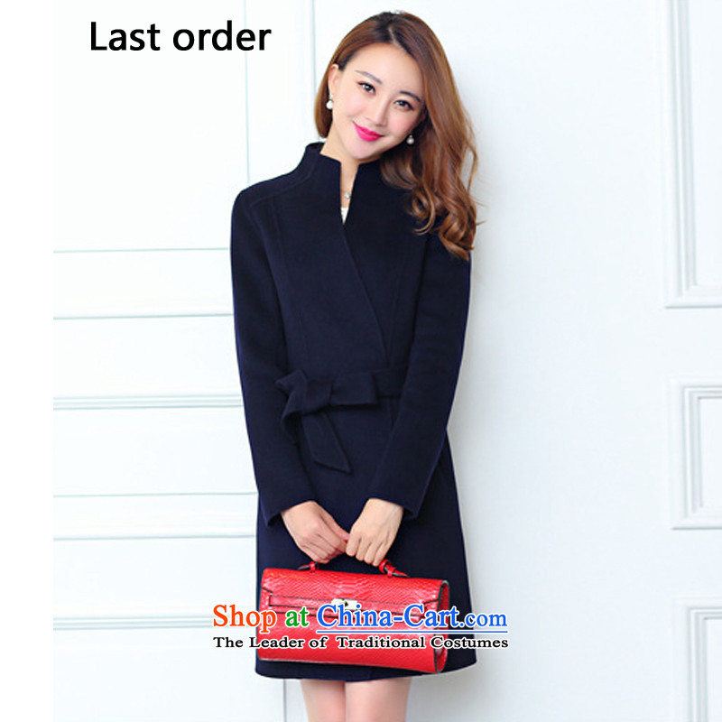 Last order Mock-neck Foutune of double-sided cashmere overcoat girl in the long winter navy L,last order,,, shopping on the Internet
