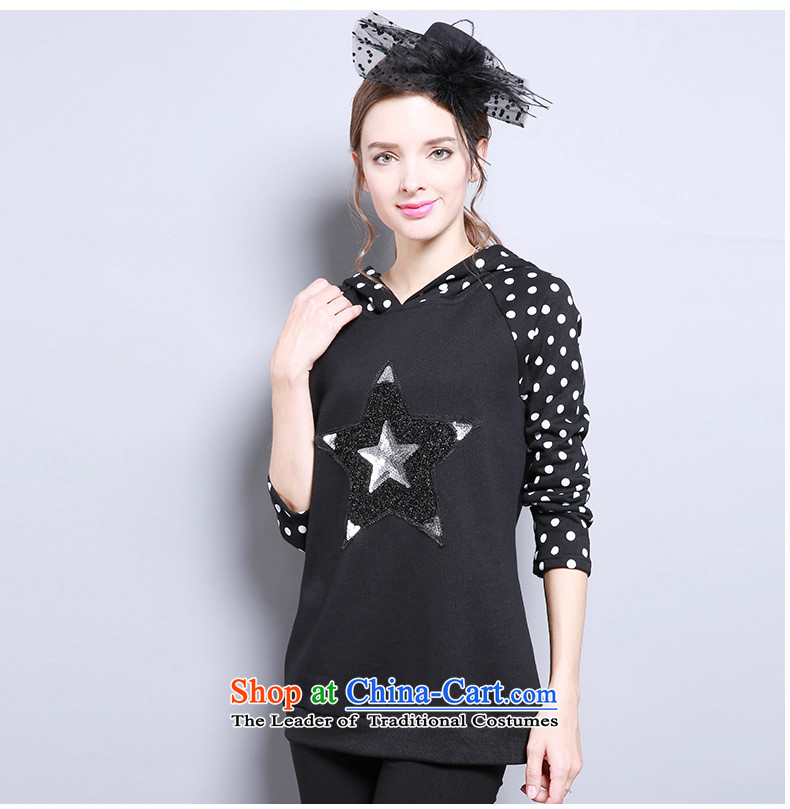 Luo Shani Flower Code women's long-sleeved T-shirt thick sister winter clothing to intensify the lint-free warm sweater girl autumn and winter 6XL 13293 black picture, prices, brand platters! The elections are supplied in the national character of distribution, so action, buy now enjoy more preferential! As soon as possible.