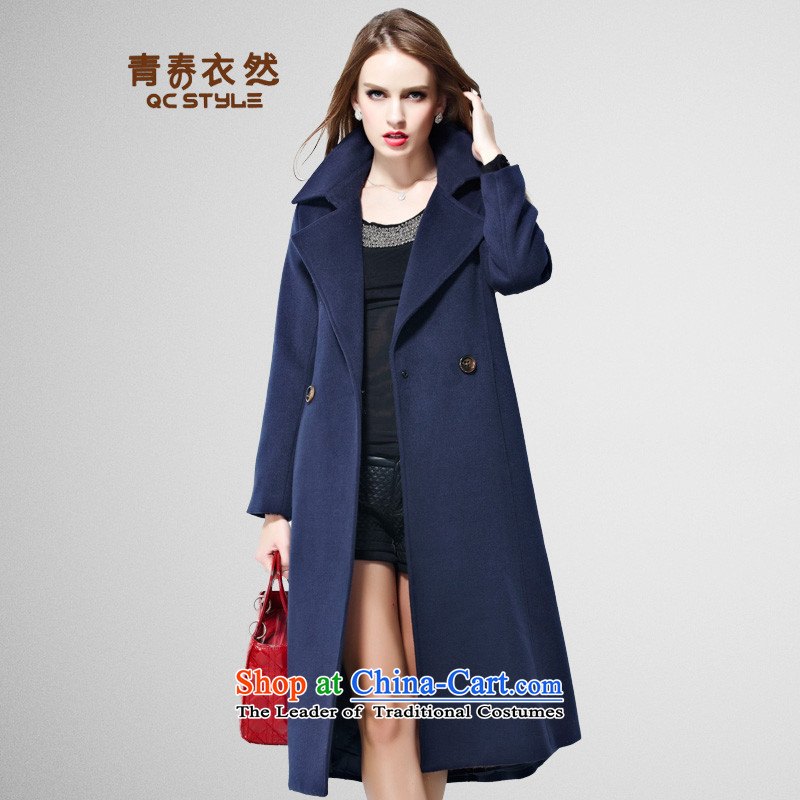 Youth Yi So wool a wool coat girl in long winter 2015 new ultra high-end of the women's gross female blue jacket?L
