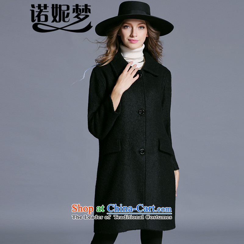 The maximum number of Europe and Connie Women 2015 winter clothing new expertise to increase the modern mm lapel woolen coat girl in long hair j6093 jacket4XL black?