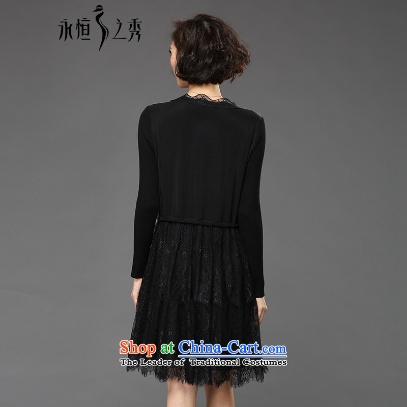 The Eternal Soo-winter dresses to increase women's code 2015 autumn and winter sister thick with thick, Hin thin new fat mm lace skirt wear long-sleeved black skirt 3XL, eternal Soo , , , shopping on the Internet