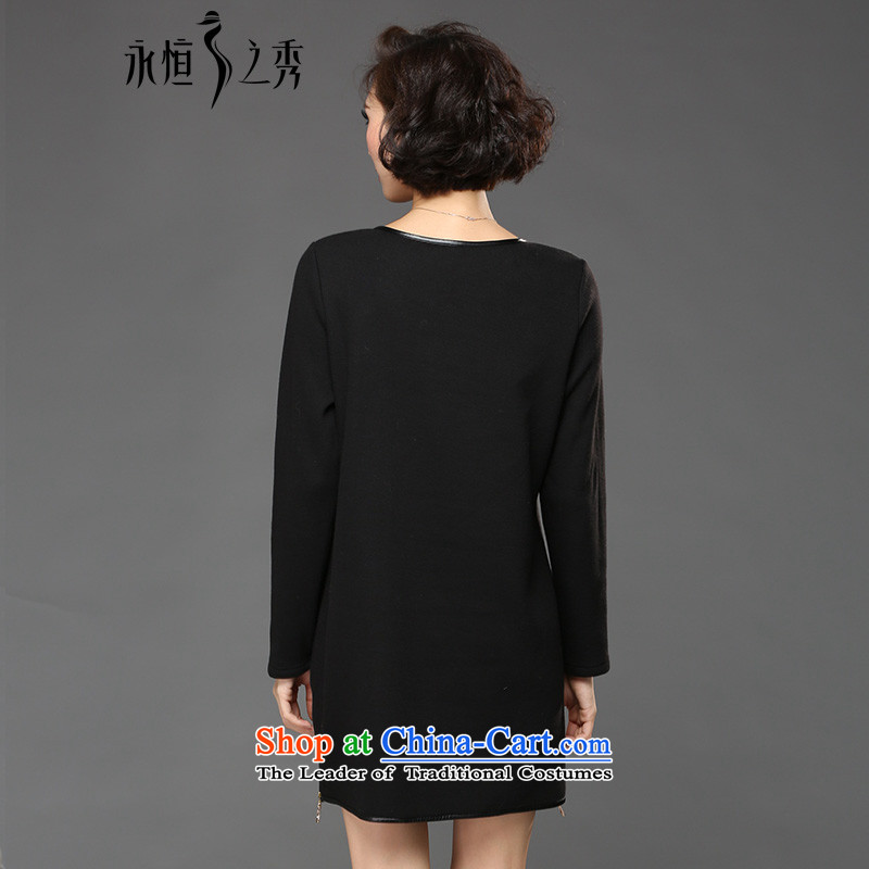 The Eternal-soo to xl women's dresses thick sister 2015 Fall/Winter Collections of new products in mm thick long tee shirt long-sleeved Europe forming the dresses black 4XL, eternal Soo , , , shopping on the Internet