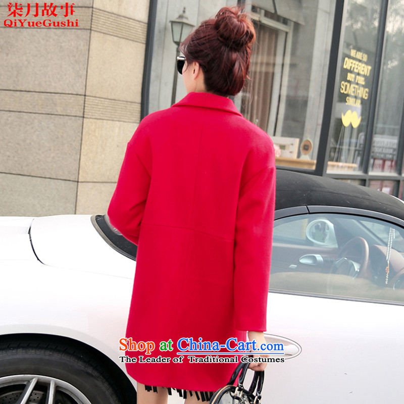 Nt 2.7 on 2015 autumn and winter story new coats Korean gross?   in the thin long graphics sub-coats)? female red , L, NT 2.7, 5011 story shopping on the Internet has been pressed.