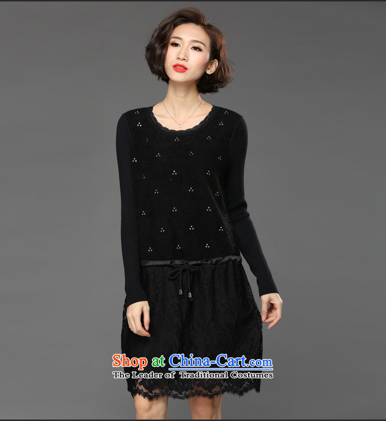 The Eternal Soo-XL women's dresses winter 2015 mm thick Korean version of SISTER lace to increase the burden of autumn and winter 200 dresses knitting black long-sleeved 3XL picture, prices, brand platters! The elections are supplied in the national character of distribution, so action, buy now enjoy more preferential! As soon as possible.