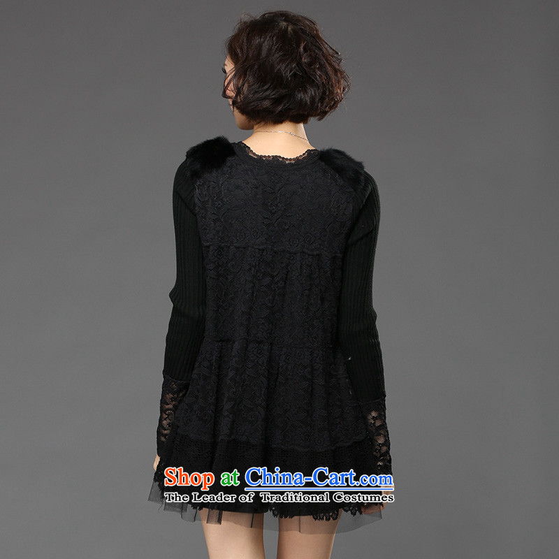 The Eternal-soo to xl women forming the lace shirt T-shirt thick mm sister 2015 Fall/Winter Collections of new products, Hin thin, thick Korean version of a black long-sleeved T-shirt shirt 3XL, eternal Soo , , , shopping on the Internet