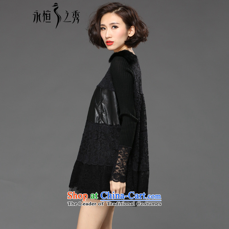 The Eternal-soo to xl women forming the lace shirt T-shirt thick mm sister 2015 Fall/Winter Collections of new products, Hin thin, thick Korean version of a black long-sleeved T-shirt shirt 3XL, eternal Soo , , , shopping on the Internet