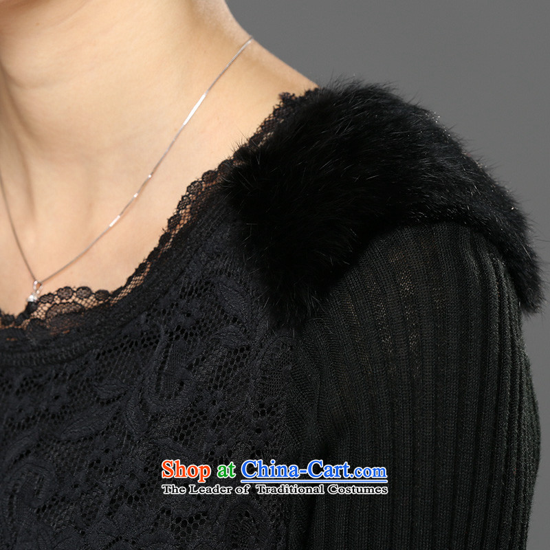 The Eternal-soo to xl women forming the lace shirt T-shirt thick mm sister 2015 Fall/Winter Collections of new products, Hin thin, thick Korean version of a black long-sleeved T-shirt shirt 3XL, eternal Soo , , , shopping on the Internet