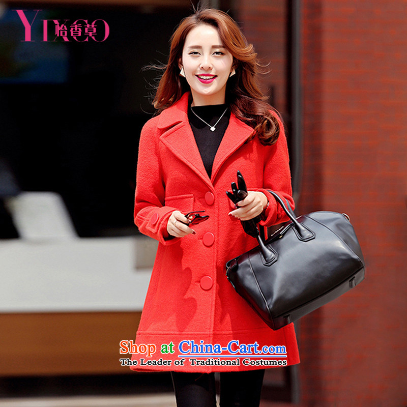 Selina Chow herbs 2015 winter clothing new women's small-Wind Jacket Women?   Gross video thin pink coat Korean version of this long large relaxd wool a wool coat female orange M Chow herbs shopping on the Internet has been pressed.