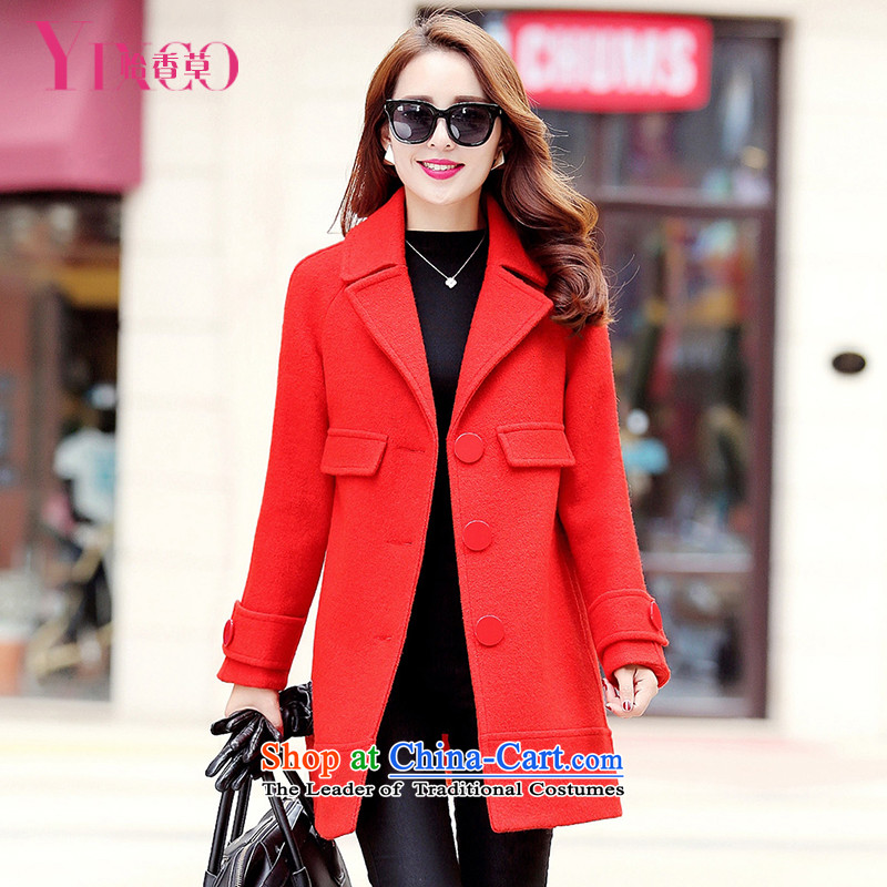 Selina Chow herbs 2015 winter clothing new women's small-Wind Jacket Women?   Gross video thin pink coat Korean version of this long large relaxd wool a wool coat female orange M Chow herbs shopping on the Internet has been pressed.