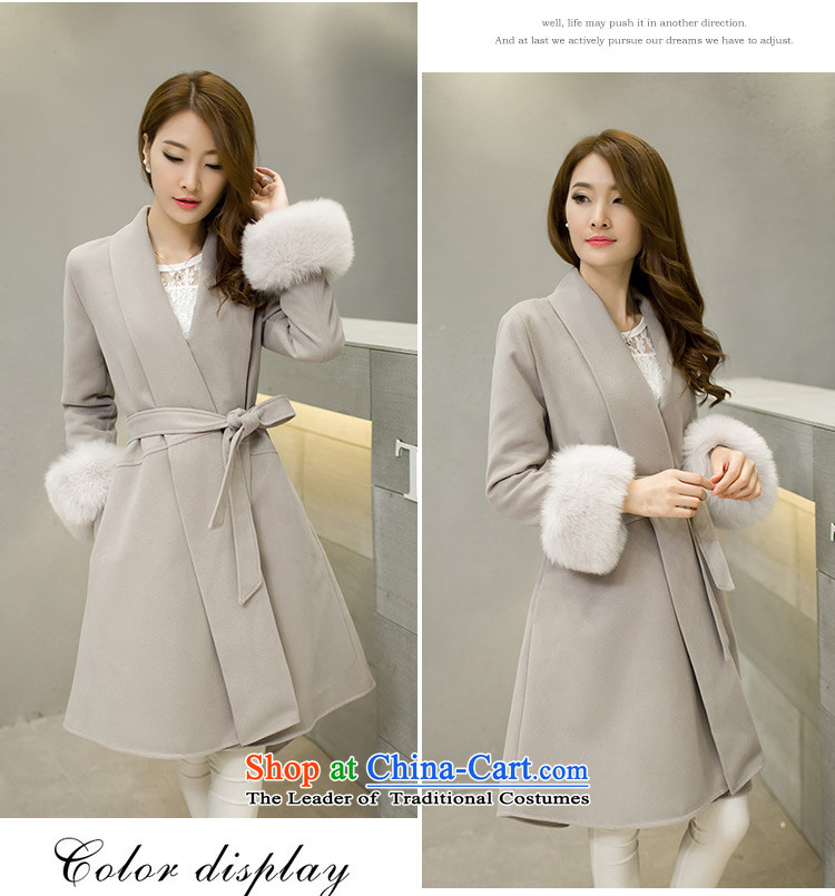 El-chul (yizensn poem) version 2015 Winter Olympics Korea new temperament v-neck autumn and winter coats that? long hair? jacket y70398 Sau San gray   S picture, prices, brand platters! The elections are supplied in the national character of distribution, so action, buy now enjoy more preferential! As soon as possible.