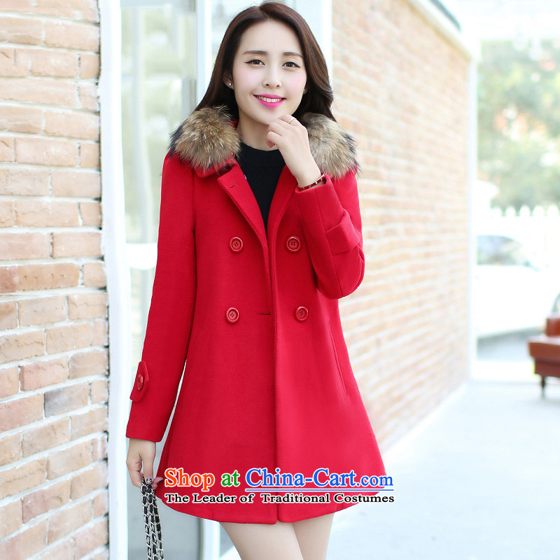 Sin has 2015 winter clothing new large Korean long in Sau San double-gross for a wool coat absenteeism ancient Yellow thick warm , L, sin has shopping on the Internet has been pressed.