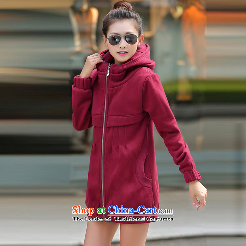 Morning to 2015 autumn and winter new to increase female Korean version of code is a thick jacket Sau San Fat MM stylish video warm sweater thin red 120-135 recommended), Jin XL( morning to , , , shopping on the Internet
