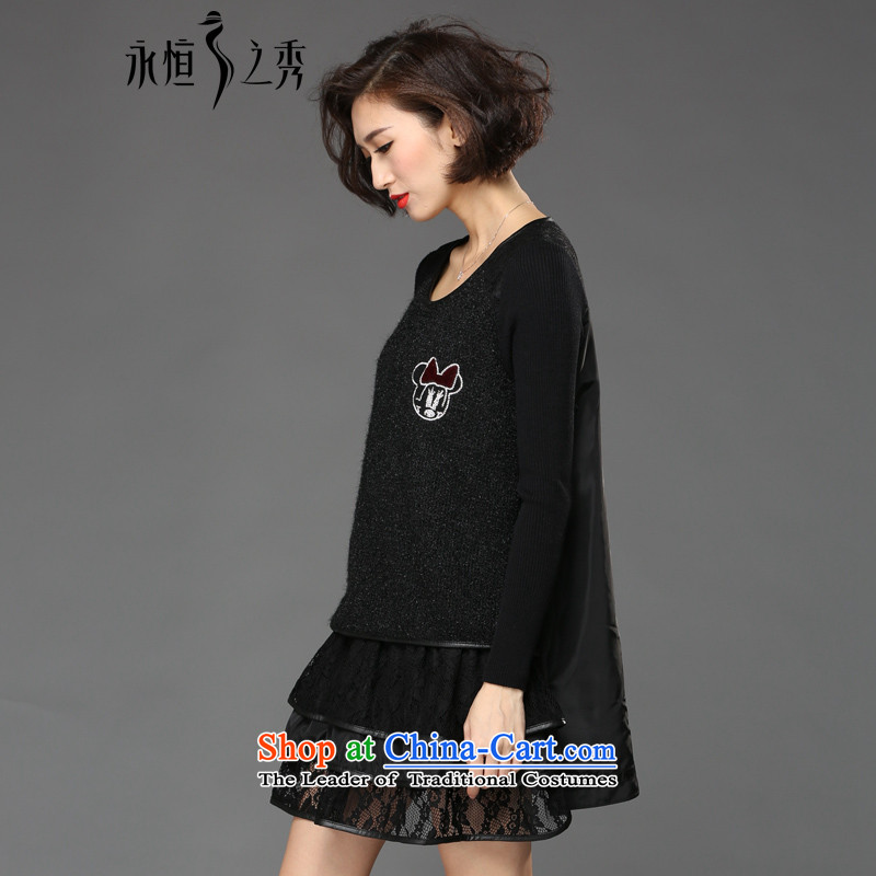 The Eternal Soo-winter dresses to increase women's code thick mm sister 2015 Fall/Winter Collections thick, Hin new thin lace skirt wear long-sleeved black 3XL, knitting eternal Soo , , , shopping on the Internet
