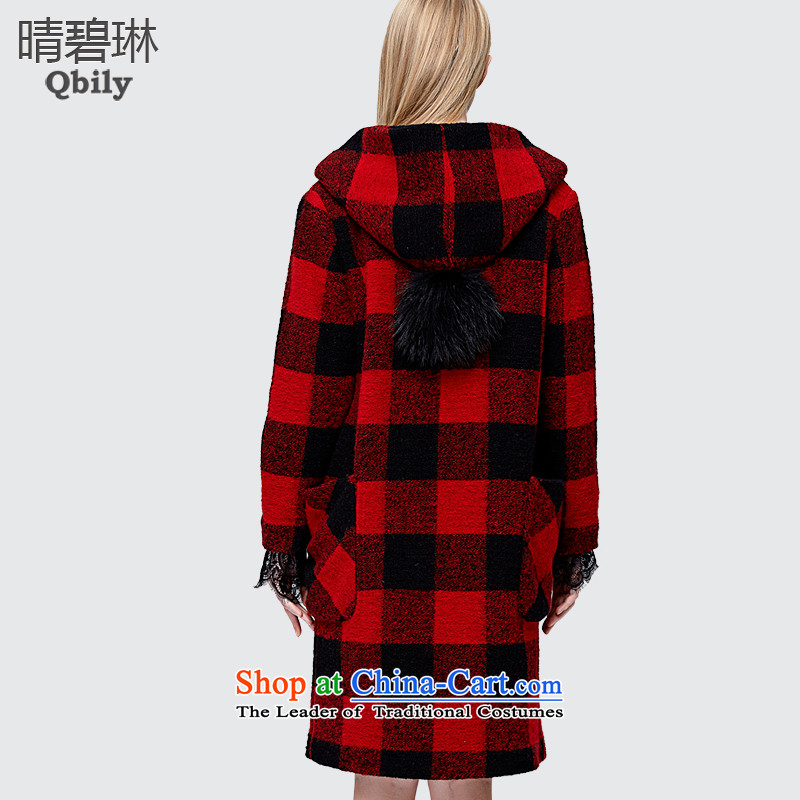 Sunny Pik Lam 2015 autumn and winter new products for women is a gross ball decorated in antique plaid long wool coat red , L, fine? Pik-rim (qbily) , , , shopping on the Internet