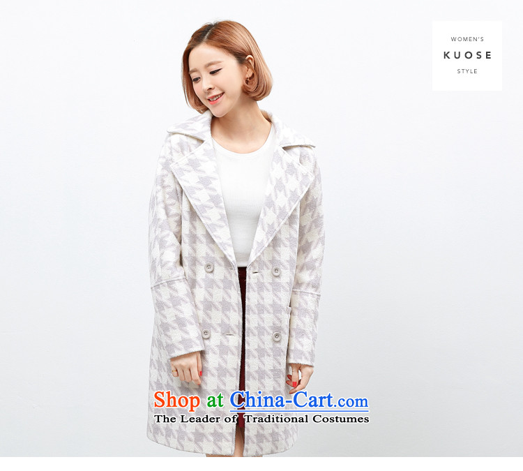Wide Color Gamut 2015 autumn and winter new Korean female suits for thousands of birds, long thick?? Jacket coat gross light violet chidori grid S picture, prices, brand platters! The elections are supplied in the national character of distribution, so action, buy now enjoy more preferential! As soon as possible.