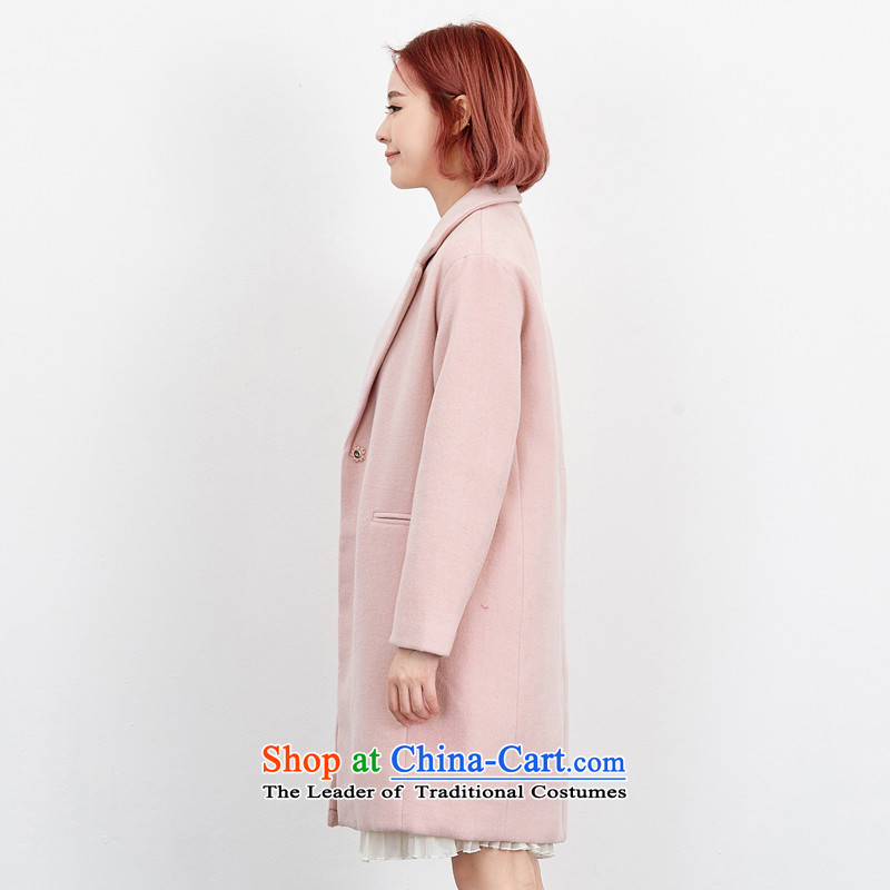 Wide Color Gamut 2015 autumn and winter new Korean women in pure color long suit for wild thick hair?? coats jacket , light pink color (kuose widen) , , , shopping on the Internet