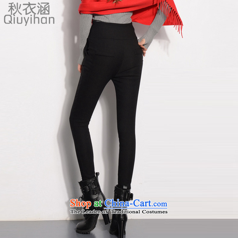 Adam Cheng Yi covered by the 2015 autumn and winter new stretch the lint-free high-thick Waist Trousers Sau San video zipper calf thin outer wearing trousers, forming the Women 6028 EDK-60 Screwdriver black thin XXL,) covered by the autumn Yi shopping on