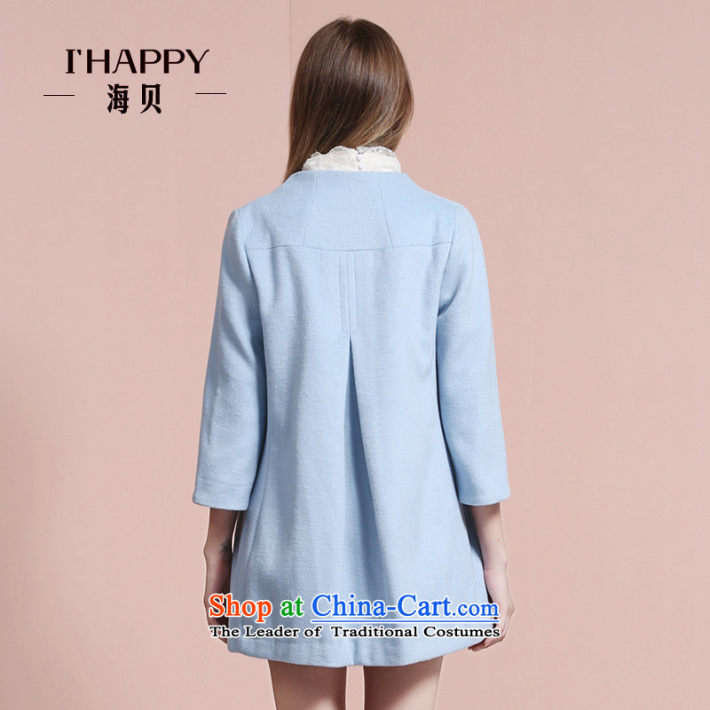 Seashell  2015 solid color minimalist half-height of 7 round-neck collar cuff gross coats Foutune of video? thin blue blue M seashell , , , shopping on the Internet