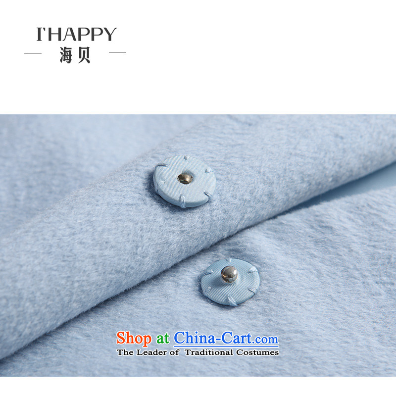 Seashell  2015 solid color minimalist half-height of 7 round-neck collar cuff gross coats Foutune of video? thin blue blue M seashell , , , shopping on the Internet